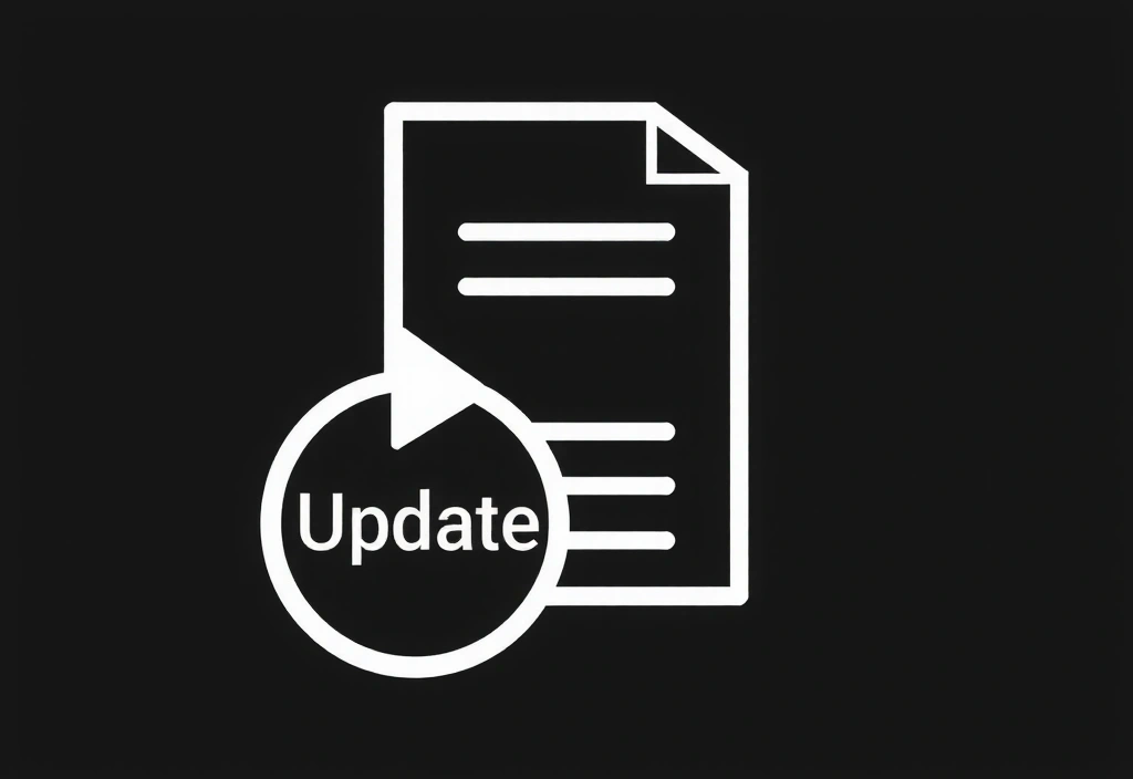 Icona di un documento con una freccia circolare che indica un aggiornamento o una revisione.